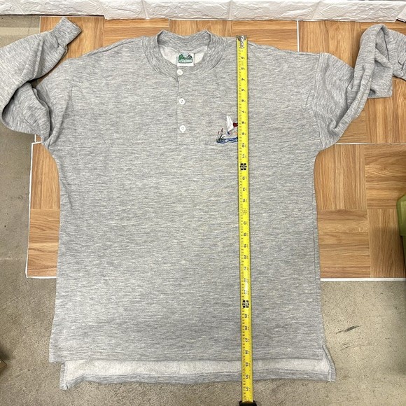 Vintage Duck Embroidered 3 Button Front Henley Crewneck Made In USA Men Sz L EUC - Picture 9 of 11